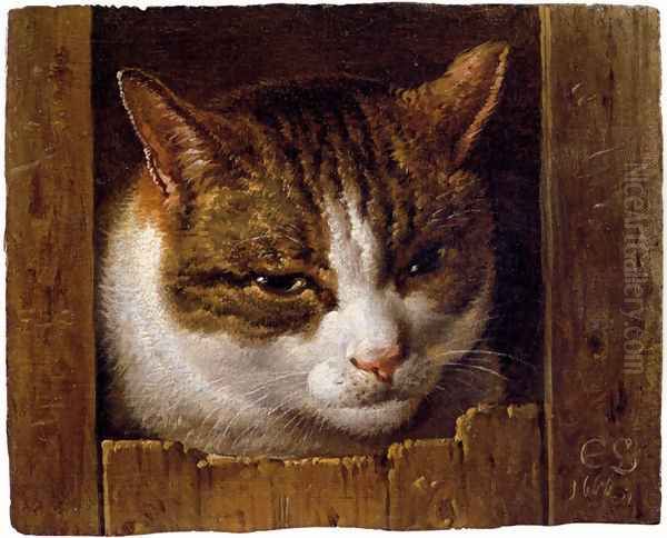 A Cat Peeping Through A Fence by Cornelis Saftleven