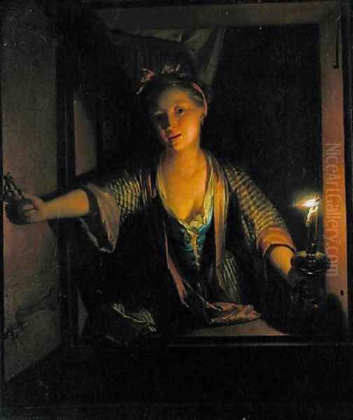 A Girl at the Window Oil Painting by Godfried Schalcken