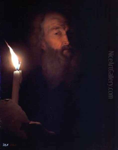 Man with a Candle Oil Painting by Godfried Schalcken