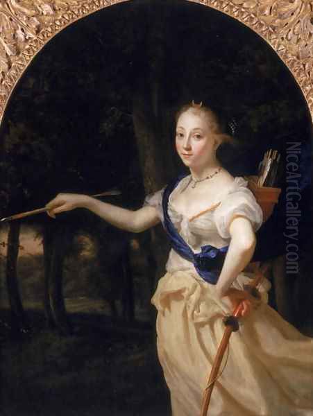 Portrait of a Lady as Diana Oil Painting by Godfried Schalcken