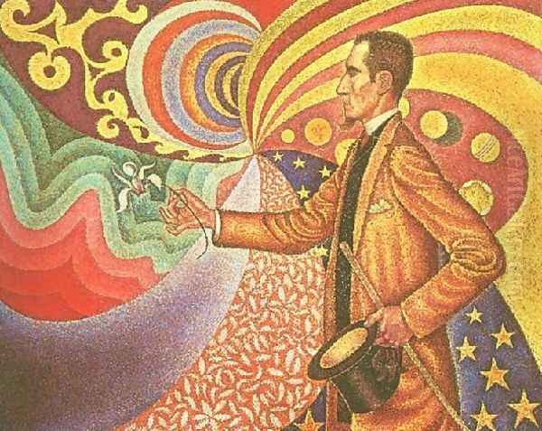 Against the Enamel of Background Rhythmic with Beats and Angels, Tones and Tones and Colours, and a Portrait of Felix Feneon (1861-1944) 1890 Oil Painting by Paul Signac