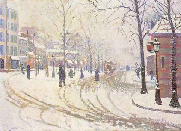 Le Boulevard De Clichy La Neige Oil Painting by Paul Signac