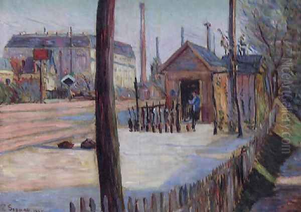 Railway Junction Near Bois Colombes Oil Painting by Paul Signac