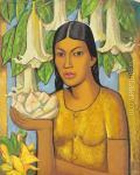 'la India De Los Floripondas Oil Painting by Alfredo Ramos Martinez