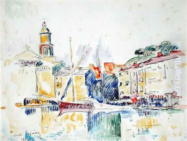 French Port of St. Tropez, 1914 Oil Painting by Paul Signac