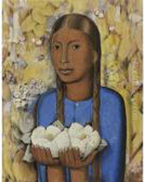 La Nina De Las Flores Blancas Oil Painting by Alfredo Ramos Martinez