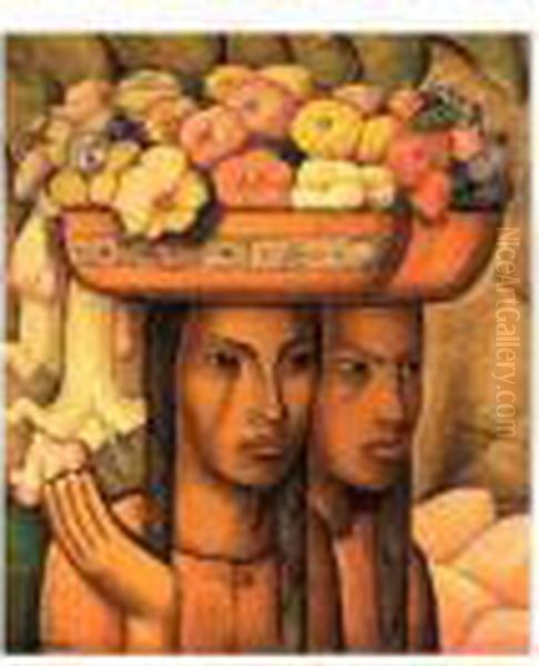 Vendedoras De Flores Oil Painting by Alfredo Ramos Martinez