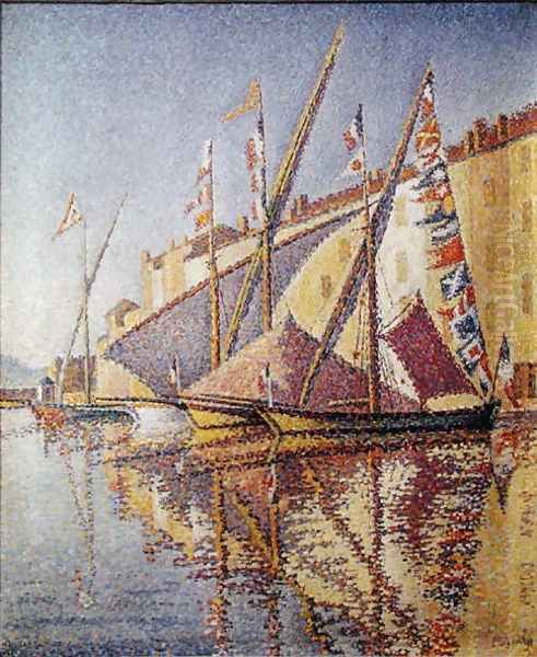 Sailing Boats in St. Tropez Harbour, 1893 Oil Painting by Paul Signac