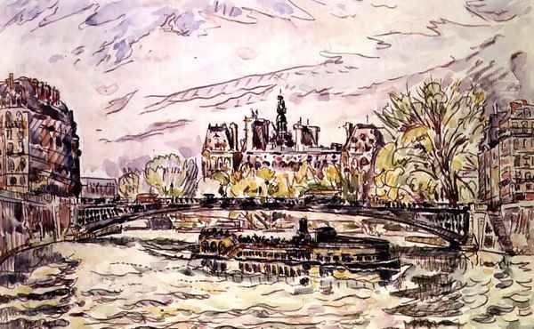 Pont Louis-Phillipe, Paris, 1928 Oil Painting by Paul Signac