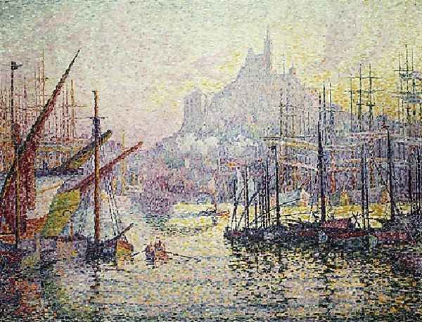 View Of The Port Of Marseilles Oil Painting by Paul Signac