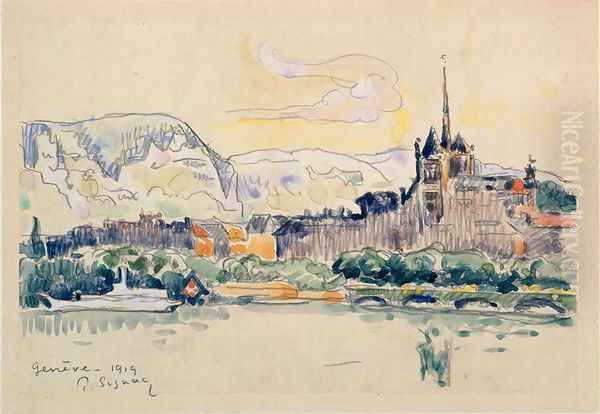 Geneva, 1919 Oil Painting by Paul Signac