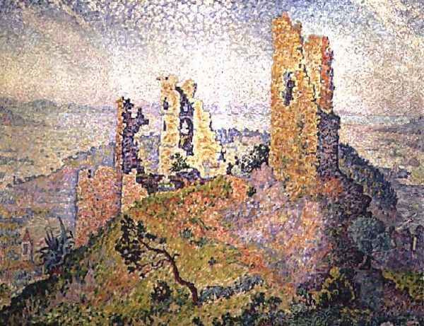 Landscape with a ruined castle Oil Painting by Paul Signac