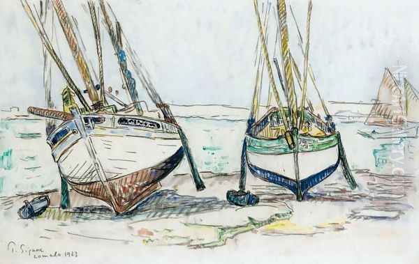 Bateaux de pêche, Lomalo Oil Painting by Paul Signac