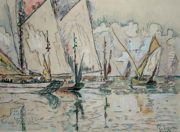 Departure of Three-Masted Boats at Croix-de-Vie Oil Painting by Paul Signac