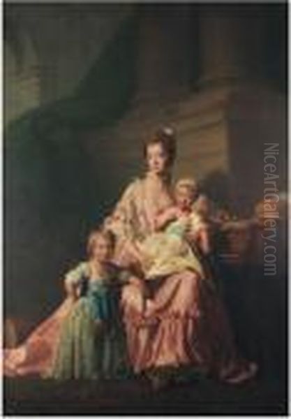 La Reine Charlotte Et Ses Deuxenfants, 
Les Princes George Et Frederick Toile. Oil Painting by Allan Ramsay