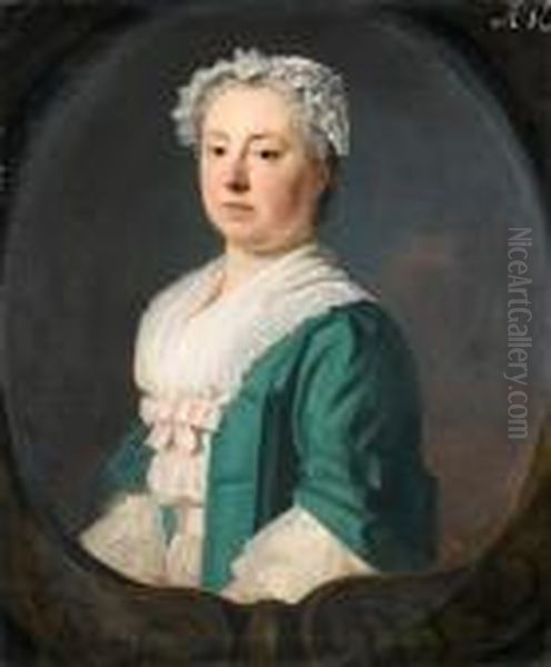 Portrait Of Sarah Medley, Nee Ward Oil Painting by Allan Ramsay