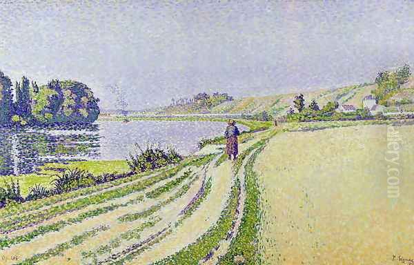 Herblay, La River Oil Painting by Paul Signac