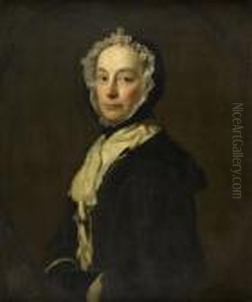 Half Length Portrait Of A Lady In An Ermine Collar Oil Painting by Allan Ramsay