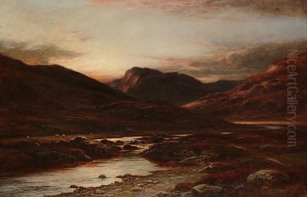 An Extensive Highland Landscape At Dusk Oil Painting by Allan Ramsay