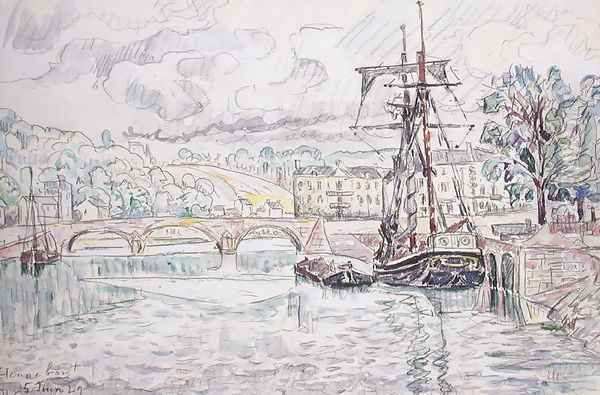 Hennebont, 1929 Oil Painting by Paul Signac