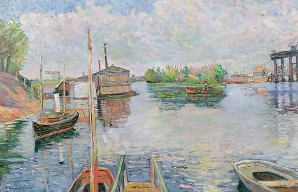 The Bateau-Lavoir at Asnieres, 1886 Oil Painting by Paul Signac