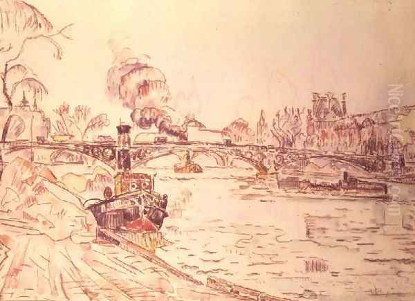 Paris with the Louvre and Pont des Arts, 1924 Oil Painting by Paul Signac