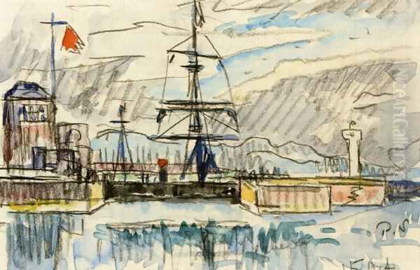 The Jetty Oil Painting by Paul Signac