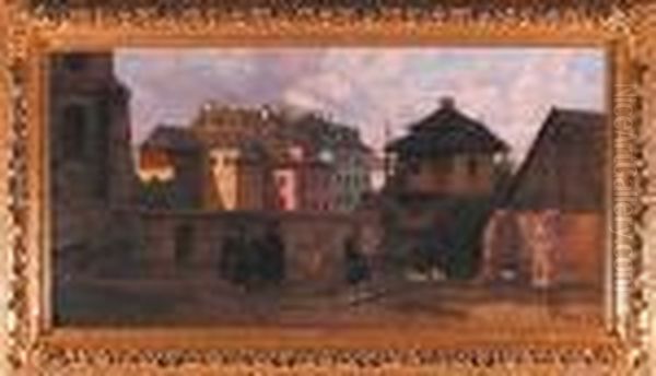 Na Krakowskim Kazimierzu, 1916 R. Oil Painting by Jozef Rapacki