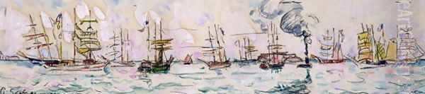 The Departure of the Fishing Trawlers to Newfoundland, 1928 Oil Painting by Paul Signac