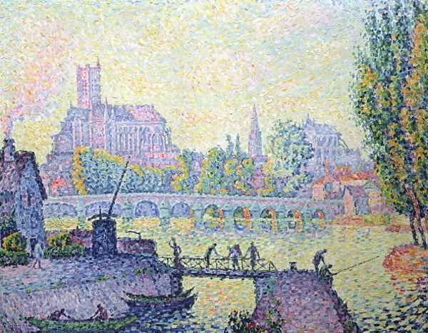 View of the bridge of Auxerre, 1902 Oil Painting by Paul Signac