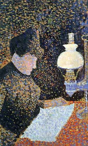 Woman by a lamp, 1890 Oil Painting by Paul Signac