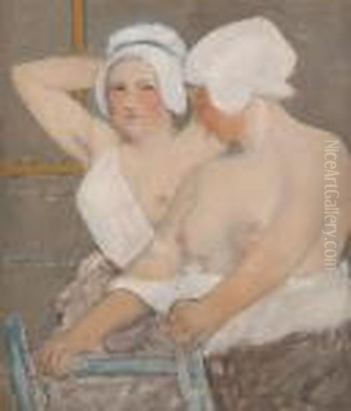 Les Deux Hollandaises Et Allegorie Oil Painting by Armand Rassenfosse