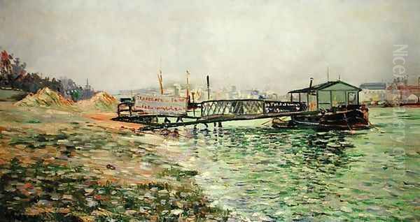 The Seine at Quai St. Bernard, c.1886 Oil Painting by Paul Signac