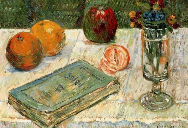 Still Life with a Book Oil Painting by Paul Signac