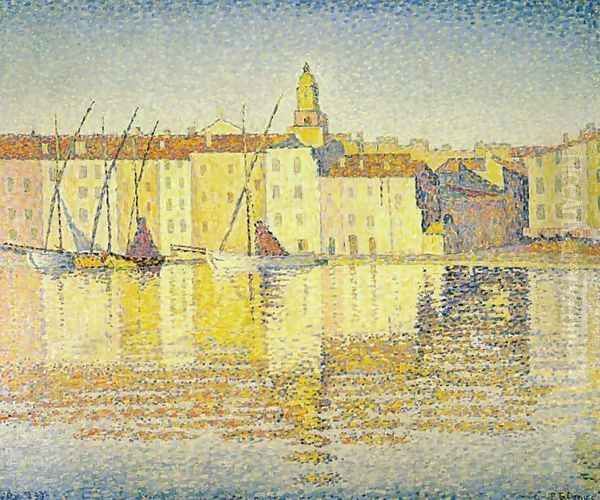 Houses in the Port of Saint-Tropez Oil Painting by Paul Signac