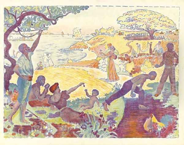 Au Temps d'Harmonie (La Joie de Vivre - Dimanche au Bord de la Mer) Oil Painting by Paul Signac