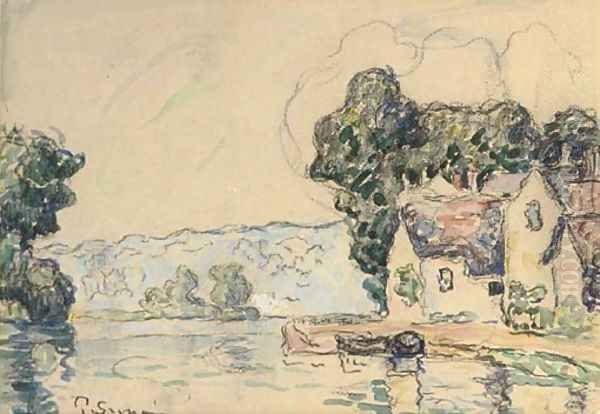 Au bord de l'eau Oil Painting by Paul Signac