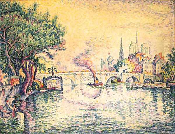 Le Pont-Neuf (Notre-Dame de Paris vue du Pont-Neuf) Oil Painting by Paul Signac