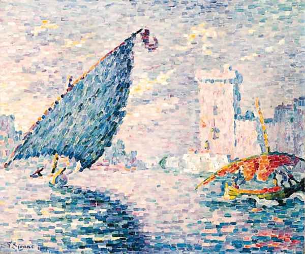 Marseille, Barques de pche Oil Painting by Paul Signac