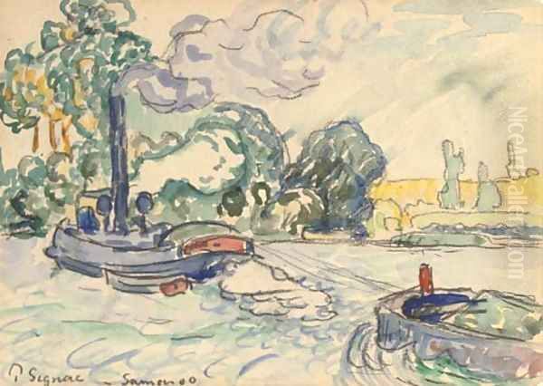 Remorqueur Oil Painting by Paul Signac