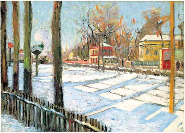 La Neige, Bois-Colombes Oil Painting by Paul Signac