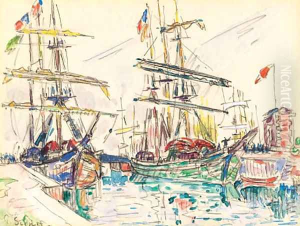 Bateaux au port Oil Painting by Paul Signac