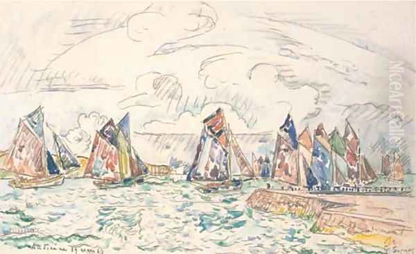 Voiliers à Audierne Oil Painting by Paul Signac