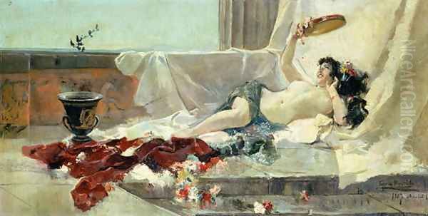 Bacchante Woman Undressed 1887 Oil Painting by Joaquin Sorolla Y Bastida