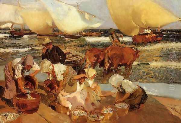 Beach at Valencia (or Afternoon Sun) Oil Painting by Joaquin Sorolla Y Bastida