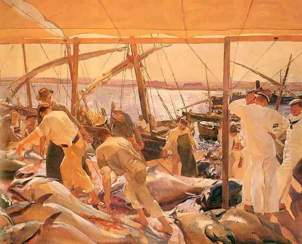 La pesca del atun - Ayamonte (The Tuna Catch - Ayamonte) Oil Painting by Joaquin Sorolla Y Bastida