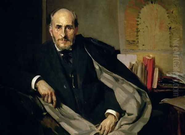 Portrait of Santiago Ramon y Cajal (1852-1934) 1906 Oil Painting by Joaquin Sorolla Y Bastida