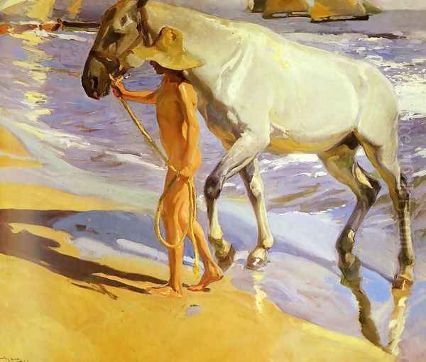 El bano del caballo (The Horse's Bath) Oil Painting by Joaquin Sorolla Y Bastida