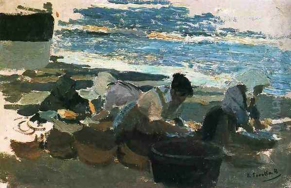 Washerwomen (sketch) Oil Painting by Joaquin Sorolla Y Bastida