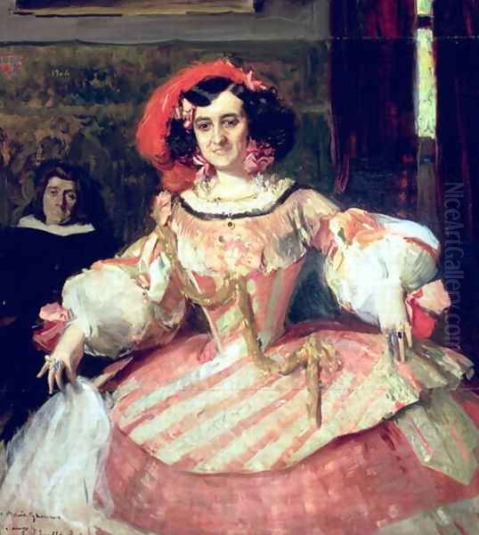 Portrait of Maria Guerrero, actress and director of Teatro Espanol in Madrid, 1906 Oil Painting by Joaquin Sorolla Y Bastida